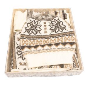 Muk Luks Reversible Ivory Winter Hat, Infinity Scarf and Gloves Box Set